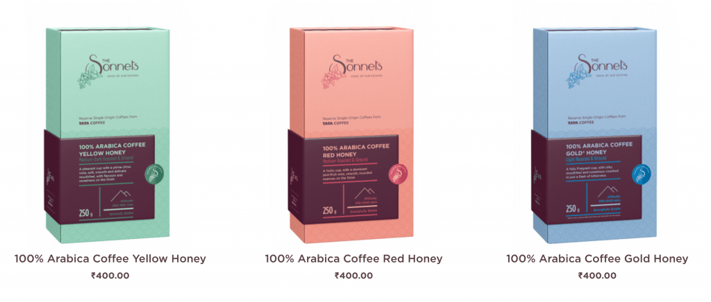 Tata Coffee Variants available on Tata Sonnets ecommerce platform