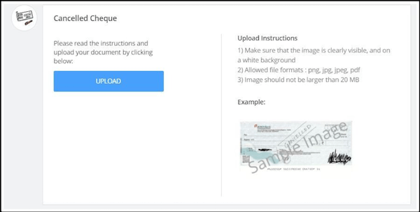 Cancelled Cheque of Seller's Account