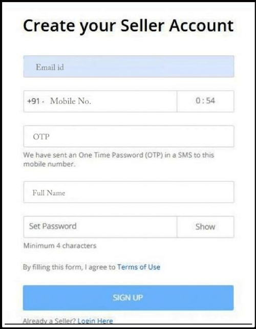 Create Flipkart Seller Account