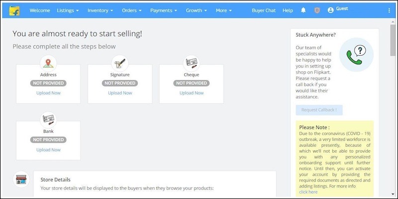 Flipkart seller dashboard